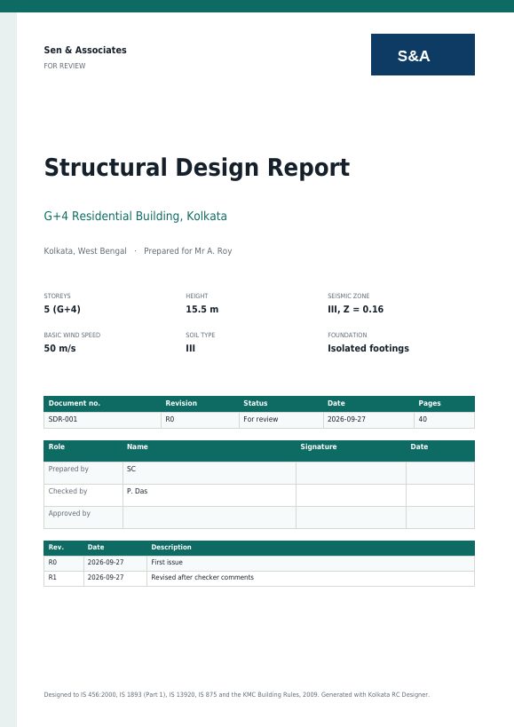 Report cover page with document control and approvals table